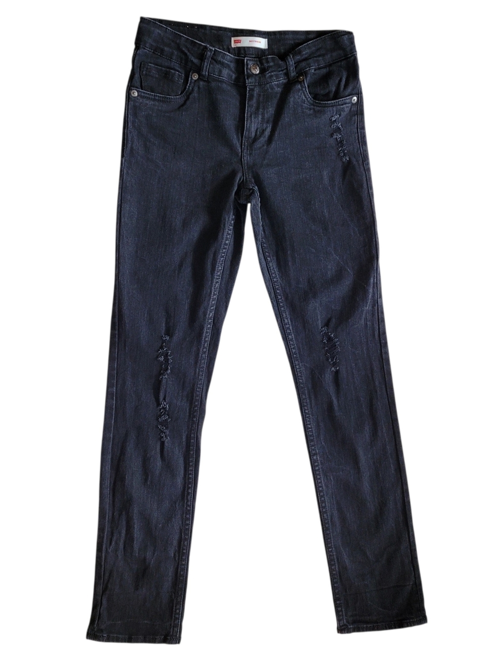 Levi's Boyfriend Fit Distressed Black Jeans Adjustable Waist Youth Girl's 14